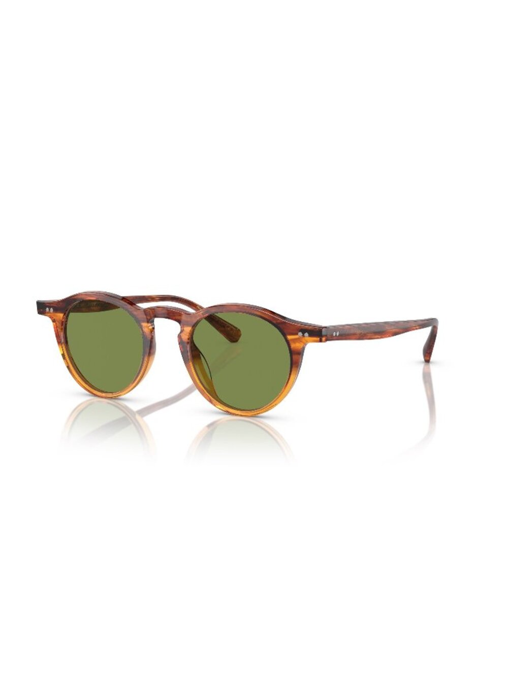 New Oliver Peoples Unisex Sunglasses Orange Round Green Lens Acetate Frame OP 13